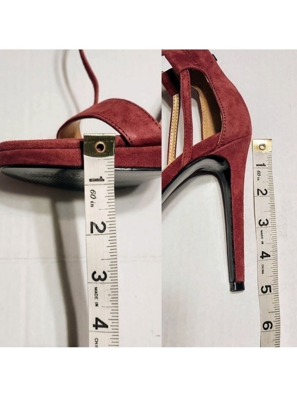 Guess Red Suede Ankle Strap Stiletto Heels Size 7 - Picture 10 of 10